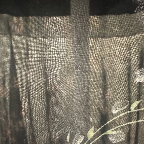 VTG 60-70s Black Chiffon Tiered Midi Dress Pink Floral Coquette Fairy Cottage XS - Picture 10 of 12